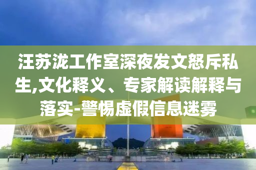 汪蘇瀧工作室深夜發(fā)文怒斥私生,文化釋義、專家解讀解釋與落實(shí)-警惕虛假信息迷霧