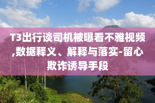 T3出行談司機(jī)被曝看不雅視頻,數(shù)據(jù)釋義、解釋與落實(shí)-留心欺詐誘導(dǎo)手段