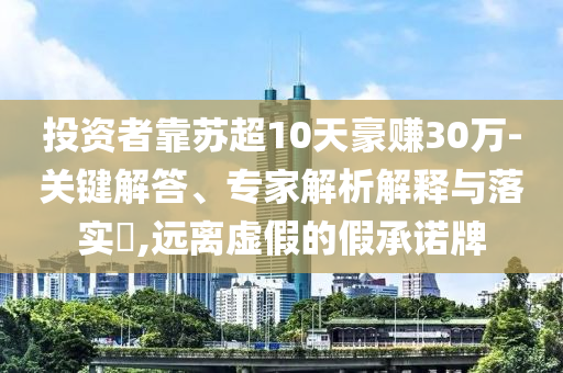 投資者靠蘇超10天豪賺30萬-關(guān)鍵解答、專家解析解釋與落實(shí)?,遠(yuǎn)離虛假的假承諾牌