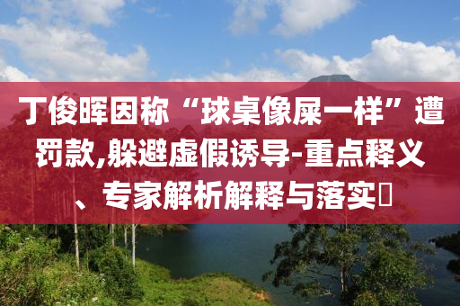 丁俊暉因稱“球桌像屎一樣”遭罰款,躲避虛假誘導-重點釋義、專家解析解釋與落實?