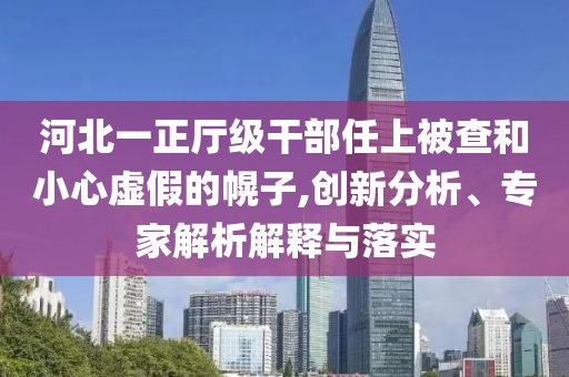河北一正廳級(jí)干部任上被查和小心虛假的幌子,創(chuàng)新分析、專家解析解釋與落實(shí)