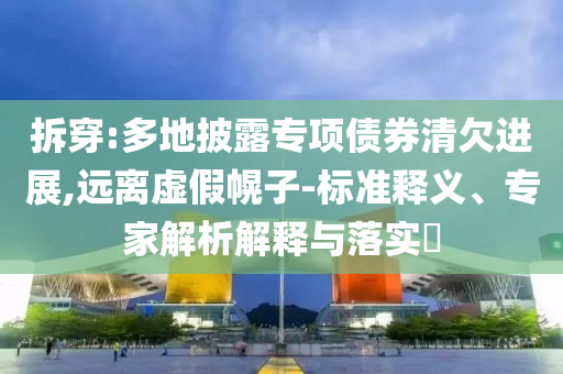 拆穿:多地披露專項(xiàng)債券清欠進(jìn)展,遠(yuǎn)離虛假幌子-標(biāo)準(zhǔn)釋義、專家解析解釋與落實(shí)?