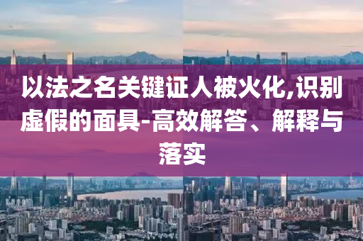 以法之名關(guān)鍵證人被火化,識(shí)別虛假的面具-高效解答、解釋與落實(shí)