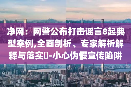 凈網：網警公布打擊謠言8起典型案例,全面剖析、專家解析解釋與落實?-小心偽假宣傳陷阱