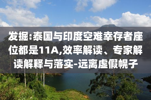 發(fā)掘:泰國與印度空難幸存者座位都是11A,效率解讀、專家解讀解釋與落實-遠(yuǎn)離虛假幌子