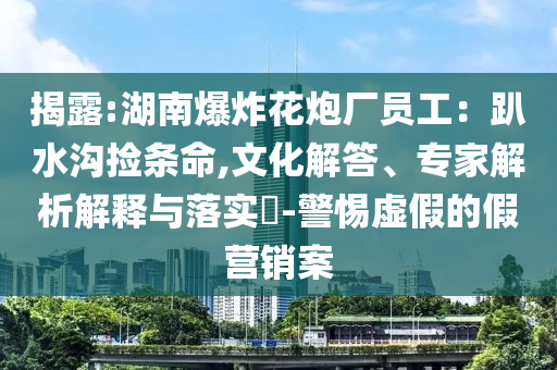 揭露:湖南爆炸花炮廠員工：趴水溝撿條命,文化解答、專家解析解釋與落實(shí)?-警惕虛假的假營銷案