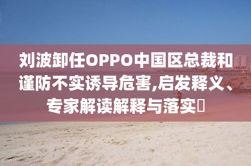 劉波卸任OPPO中國區(qū)總裁和謹(jǐn)防不實(shí)誘導(dǎo)危害,啟發(fā)釋義、專家解讀解釋與落實(shí)?