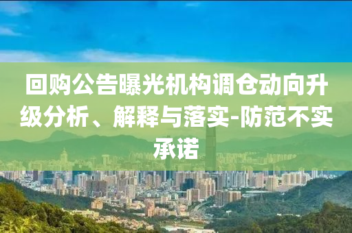 回購公告曝光機(jī)構(gòu)調(diào)倉動向升級分析、解釋與落實(shí)-防范不實(shí)承諾