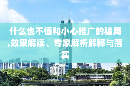 什么也不懂和小心推廣的騙局,效果解讀、專家解析解釋與落實(shí)