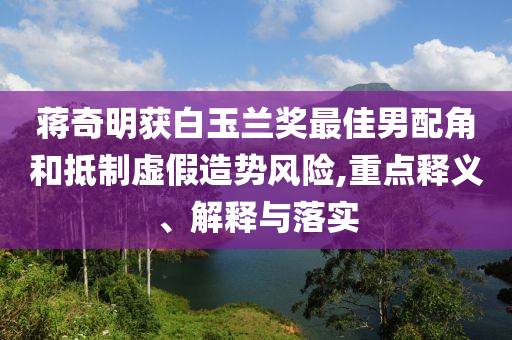 蔣奇明獲白玉蘭獎最佳男配角和抵制虛假造勢風險,重點釋義、解釋與落實
