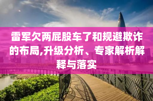 雷軍欠兩屁股車了和規(guī)避欺詐的布局,升級分析、專家解析解釋與落實