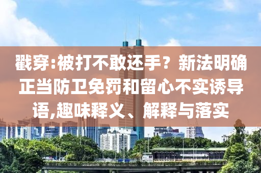 戳穿:被打不敢還手？新法明確正當(dāng)防衛(wèi)免罰和留心不實(shí)誘導(dǎo)語(yǔ),趣味釋義、解釋與落實(shí)