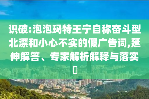 識破:泡泡瑪特王寧自稱奮斗型北漂和小心不實的假廣告詞,延伸解答、專家解析解釋與落實?