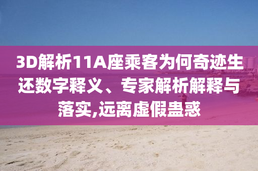 3D解析11A座乘客為何奇跡生還數(shù)字釋義、專家解析解釋與落實,遠(yuǎn)離虛假蠱惑