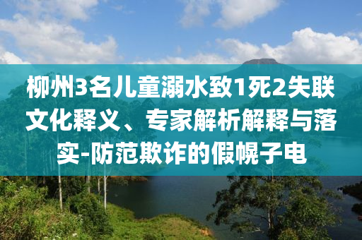 柳州3名兒童溺水致1死2失聯(lián)文化釋義、專家解析解釋與落實(shí)-防范欺詐的假幌子電