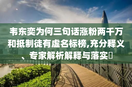 韋東奕為何三句話漲粉兩千萬和抵制徒有虛名標(biāo)榜,充分釋義、專家解析解釋與落實?