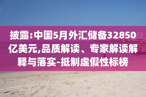 披露:中國5月外匯儲備32850億美元,品質(zhì)解讀、專家解讀解釋與落實-抵制虛假性標(biāo)榜