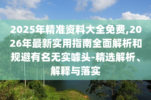 2025年精準(zhǔn)資料大全免費(fèi),2026年最新實(shí)用指南全面解析和規(guī)避有名無實(shí)噱頭-精選解析、解釋與落實(shí)