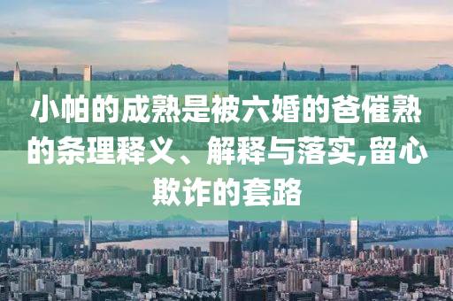 小帕的成熟是被六婚的爸催熟的條理釋義、解釋與落實(shí),留心欺詐的套路
