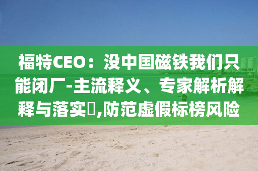 福特CEO：沒(méi)中國(guó)磁鐵我們只能閉廠-主流釋義、專(zhuān)家解析解釋與落實(shí)?,防范虛假標(biāo)榜風(fēng)險(xiǎn)