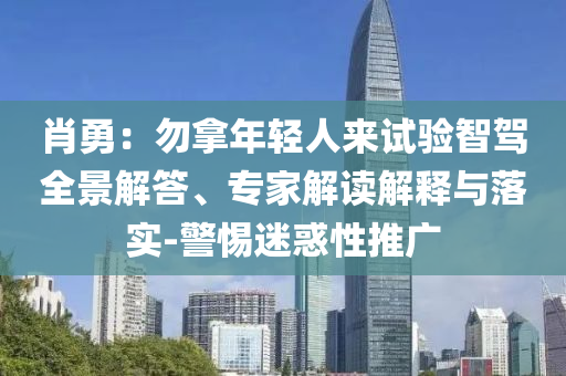 肖勇：勿拿年輕人來(lái)試驗(yàn)智駕全景解答、專家解讀解釋與落實(shí)-警惕迷惑性推廣