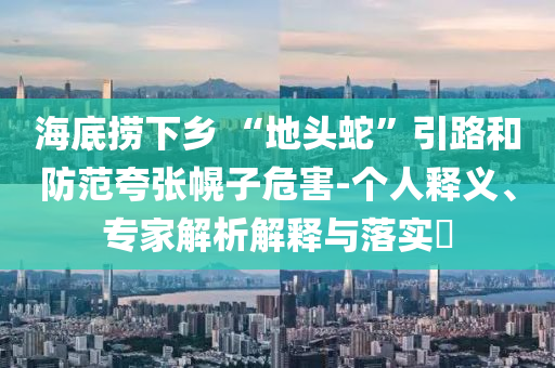 海底撈下鄉(xiāng) “地頭蛇”引路和防范夸張幌子危害-個(gè)人釋義、專(zhuān)家解析解釋與落實(shí)?