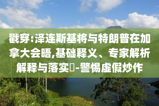 戳穿:澤連斯基將與特朗普在加拿大會晤,基礎(chǔ)釋義、專家解析解釋與落實?-警惕虛假炒作