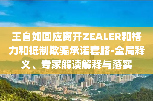 王自如回應(yīng)離開ZEALER和格力和抵制欺騙承諾套路-全局釋義、專家解讀解釋與落實