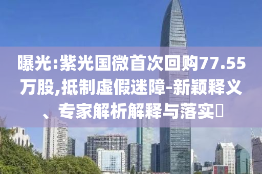 曝光:紫光國(guó)微首次回購(gòu)77.55萬(wàn)股,抵制虛假迷障-新穎釋義、專家解析解釋與落實(shí)?