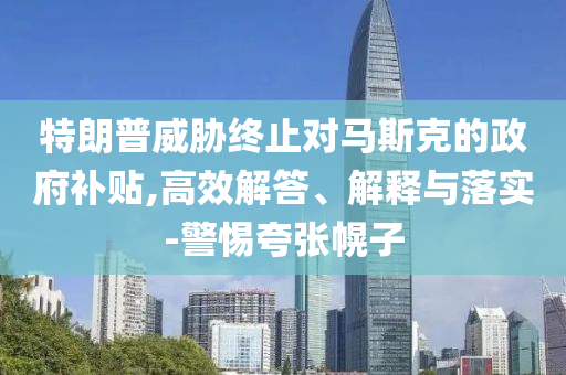 特朗普威脅終止對(duì)馬斯克的政府補(bǔ)貼,高效解答、解釋與落實(shí)-警惕夸張幌子
