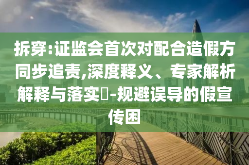 拆穿:證監(jiān)會首次對配合造假方同步追責,深度釋義、專家解析解釋與落實?-規(guī)避誤導的假宣傳困