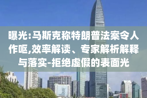 曝光:馬斯克稱特朗普法案令人作嘔,效率解讀、專家解析解釋與落實(shí)-拒絕虛假的表面光