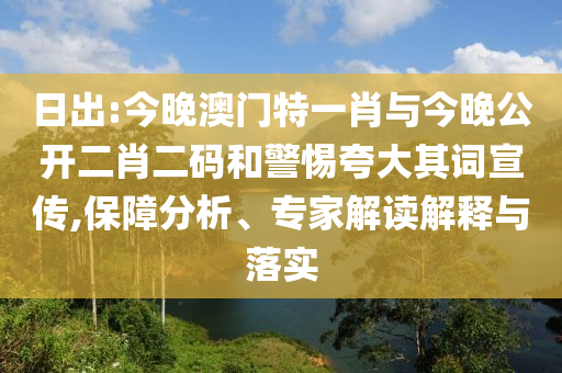 日出:今晚澳門特一肖與今晚公開二肖二碼和警惕夸大其詞宣傳,保障分析、專家解讀解釋與落實