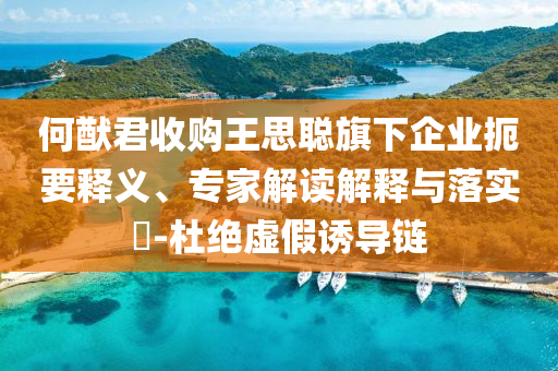 何猷君收購(gòu)?fù)跛悸斊煜缕髽I(yè)扼要釋義、專(zhuān)家解讀解釋與落實(shí)?-杜絕虛假誘導(dǎo)鏈
