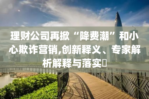 理財(cái)公司再掀“降費(fèi)潮”和小心欺詐營銷,創(chuàng)新釋義、專家解析解釋與落實(shí)?