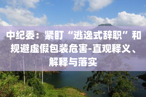 中紀(jì)委：緊盯“逃逸式辭職”和規(guī)避虛假包裝危害-直觀釋義、解釋與落實(shí)