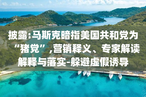 披露:馬斯克暗指美國共和黨為“豬黨”,營銷釋義、專家解讀解釋與落實(shí)-躲避虛假誘導(dǎo)