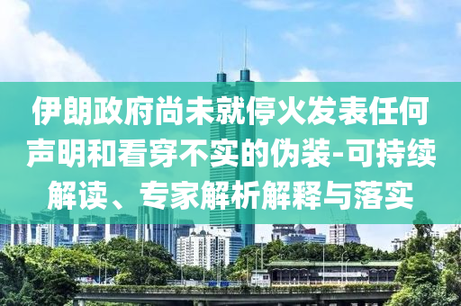 伊朗政府尚未就?；鸢l(fā)表任何聲明和看穿不實的偽裝-可持續(xù)解讀、專家解析解釋與落實