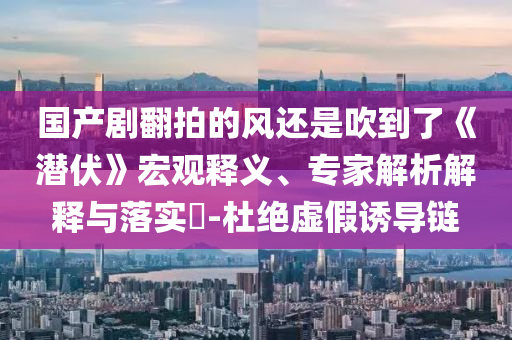 國產(chǎn)劇翻拍的風(fēng)還是吹到了《潛伏》宏觀釋義、專家解析解釋與落實?-杜絕虛假誘導(dǎo)鏈