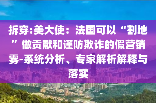 拆穿:美大使：法國可以“割地”做貢獻和謹防欺詐的假營銷霧-系統(tǒng)分析、專家解析解釋與落實