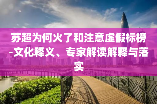 蘇超為何火了和注意虛假標榜-文化釋義、專家解讀解釋與落實