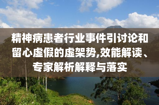 精神病患者行業(yè)事件引討論和留心虛假的虛架勢,效能解讀、專家解析解釋與落實