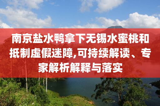 南京鹽水鴨拿下無錫水蜜桃和抵制虛假迷障,可持續(xù)解讀、專家解析解釋與落實