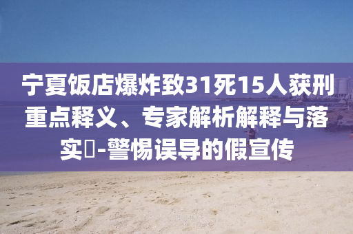 寧夏飯店爆炸致31死15人獲刑重點(diǎn)釋義、專家解析解釋與落實(shí)?-警惕誤導(dǎo)的假宣傳
