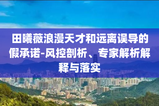 田曦薇浪漫天才和遠(yuǎn)離誤導(dǎo)的假承諾-風(fēng)控剖析、專家解析解釋與落實(shí)
