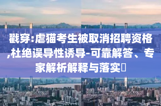 戳穿:虐貓考生被取消招聘資格,杜絕誤導性誘導-可靠解答、專家解析解釋與落實?
