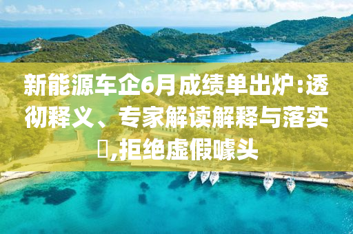 新能源車企6月成績單出爐:透徹釋義、專家解讀解釋與落實?,拒絕虛假噱頭