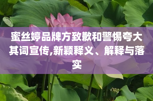 蜜絲婷品牌方致歉和警惕夸大其詞宣傳,新穎釋義、解釋與落實(shí)