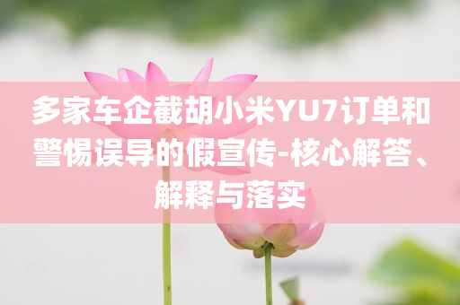多家車(chē)企截胡小米YU7訂單和警惕誤導(dǎo)的假宣傳-核心解答、解釋與落實(shí)