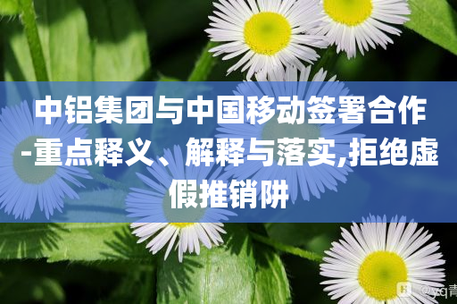 中鋁集團與中國移動簽署合作-重點釋義、解釋與落實,拒絕虛假推銷阱